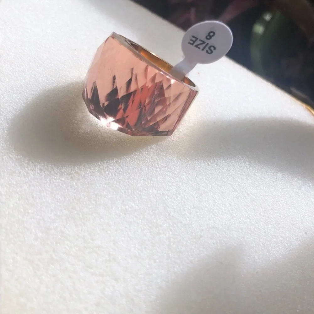 Swarovski elements ring size 8 amber shade gold plated nirvana SSBG8